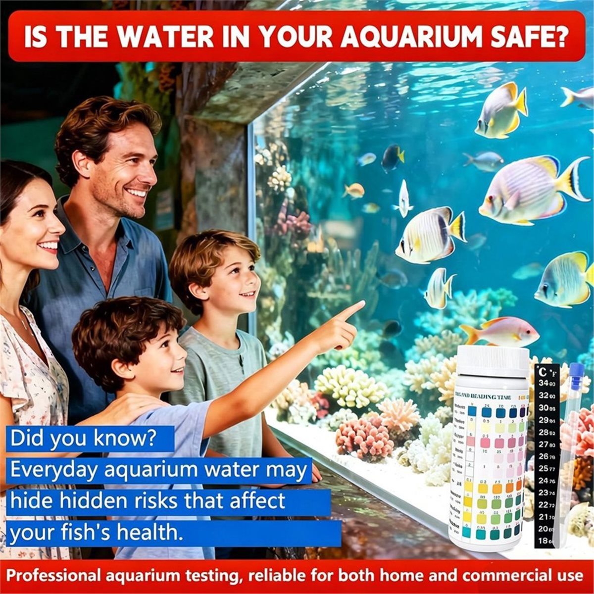 Aquarium Test Kit - HGHO 9 in 1 アクアリウムテストストリップ、100枚入り、淡水・海水用水質検査キット、硝酸塩、亜硝酸塩、pHを測定