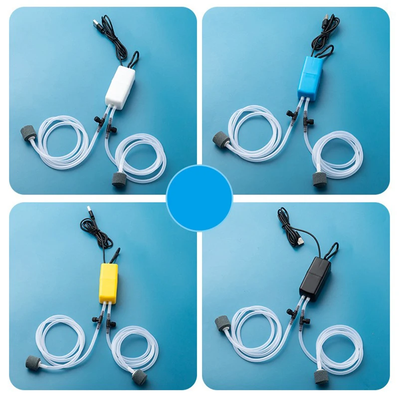 Aquarium Fish Yellow And Black - 1Pc 二重穴水槽酸素水族館エアポンプ USB 家庭用ミニエアコンプレッサーアクセサリー黒/白/青/黄色
