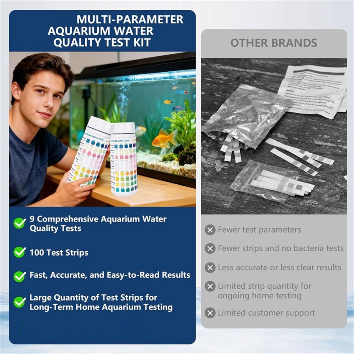 HGHO 9 in 1 アクアリウムテストストリップ、100 - Aquarium Test Kit のレビューと価格